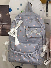 Korean Bow Chic Flower Print Backpack High-capacity Sweet Kawaii Fashion Schoolbags Casual Preppy Y2k Women Students Backpacks voguable