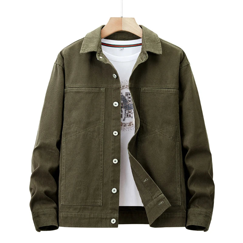 Male American Casual Jackets Versatile Lapel Collars Multiple Pockets Workwear Tops Solid Color High Quality Men's Clothing voguable