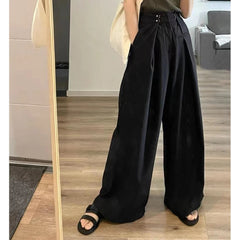Vintage High Waist Wide Leg Pants Women Summer Fashion Casual Streetwear Korean Baggy Suit Trousers All Match Straight Pants voguable