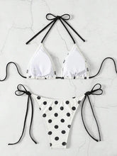 Voguable Sexy Lace Up Polka Dot Vacation Bikinis Women Split Swimsuit Beach Bikini New All Season Backless Bikinis 2 Piece Set voguable