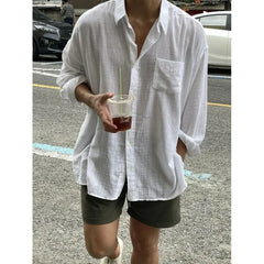 Unisex Oversized Linen Shirt Coat Men's Long Sleeve Casual Loose Fit Fashion Japanese Korean Style Sun Protection Clothing