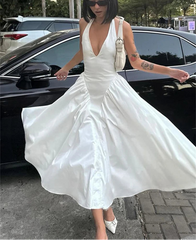 Ladies Summer Evening Party New Fashion Dress Women Sleeveless Backless V-Neck Sexy Maxi Dresses Night Clubwear Female Outfits