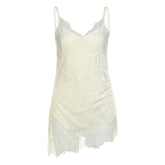 Lace Patchwork V-Neck Camis Women Y2K Summer Sexy Spaghetti Straps Sleeveless Tank Korean Fashion Irregular Female Vest voguable