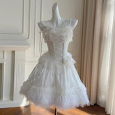 Fashion Women Dress Short Sleeve Strapless Lace Patchwork Female Summer Party Dresses New Tide 3QW1325 voguable