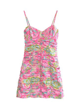 Voguable Romantic Women Fashion Backless Flower Print Sling Sexy Dress Ladies Draped Bodycon Mini Club Party Dress Summer Robe voguable