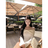 Voguable Elegant Off Shoulder Sweater Women Bow Mesh Patchwork Knitted Pullovers Sexy Slash Neck Black Knitwears Winter Korean Jumpers voguable