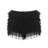 Voguable Women Mesh Lace Bloomer Shorts Y2k Layered Ruffle Frilly Booty Shorts Fairy Bowknot Sexy Boy Shorts Panties Party Clubwear voguable