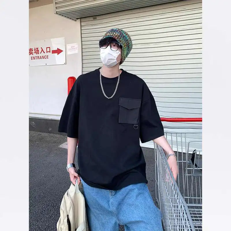 Summer Short Sleeved T-shirt Men White Casual T Shirt Men Streetwear Korean Loose Round Neck Tshirt Mens Top Large Size 4XL voguable