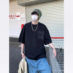 Summer Short Sleeved T-shirt Men White Casual T Shirt Men Streetwear Korean Loose Round Neck Tshirt Mens Top Large Size 4XL voguable