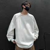 2025 Spring Men Sweatshirts Metal Zipper Solid Color Casual O Neck Fashion Oversize Streetwear Hip Hop Male White/Black voguable
