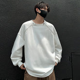Spring Men Sweatshirts Metal Zipper Solid Color Casual O Neck Fashion Oversize Streetwear Hip Hop Male White/Black
