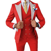 Voguable Color blockingSuit Men's Fashionable Gentleman Business Banquet US-style Formal Dress Casual Wedding (Blazer+Vest+Trousers) voguable