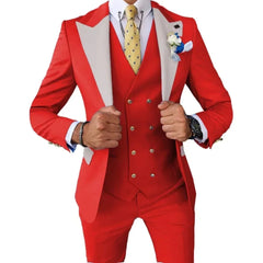 Voguable Color blockingSuit Men's Fashionable Gentleman Business Banquet US-style Formal Dress Casual Wedding (Blazer+Vest+Trousers) voguable