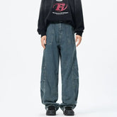 Patchwork style Men's Baggy Straight Jeans Personality unisex Fashion Korean High Street Denim Pants Streetwear Male Trousers voguable