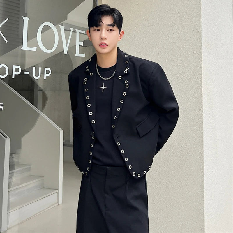 Voguable 2024 Spring Trendy New Buttoned Decorate Design Blazer Coat Men's Stylish Luxury Design Short High Street Jacket voguable