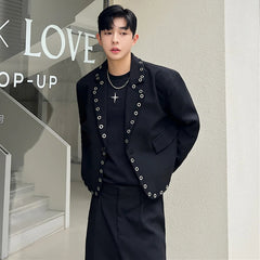 Voguable 2024 Spring Trendy New Buttoned Decorate Design Blazer Coat Men's Stylish Luxury Design Short High Street Jacket voguable