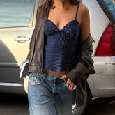 y2k Polka Dot Crop Top Casual Lace Stitching Sleeveless Skinny Strap Tops Women Basic Camisole Streetwear Tees Aesthetic voguable