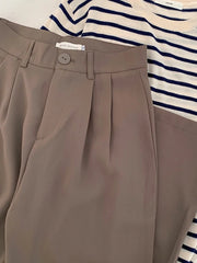 Voguable High Waist Women Suit Pants Fall Straight Office Ladies Korean Fashion Trousers Casual Button Loose Female Black Pants New voguable