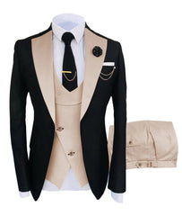 Voguable Formal Elegant Men Suit Slim Fit 3 Piece Blazer Vest Pants Sets Tuxedo Set for Wedding Notched Lapel Men Suit voguable