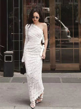 Sexy Slash Neck Lace Dress for Women Y2K Fashion Hollow Out Slim Midi Dress Femme Chic Tight Backless Party Night Vestidos Mujer voguable