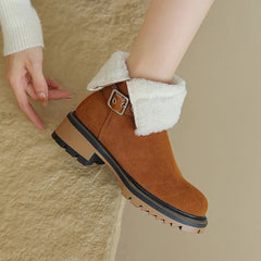 New Cow Suede Leather Snow Boots Women Warm Winter Boots Platform Boots Side Zipper Fashion Ankle Boots Shoes for Women voguable