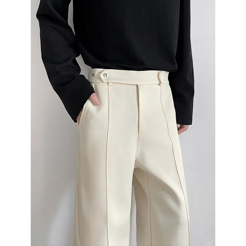 Black Suit Pants Men Fashion Society Mens Dress Pants Korean Loose Casual Wide Leg Pants Mens Office Formal Trousers M-3XL voguable