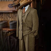 Voguable Men's High-quality Plus Size 7XL-XS 3-piece Suit (suit+vest+pants) British Style Vintage Fashion Slim Fit Herringbone Tuxedo voguable