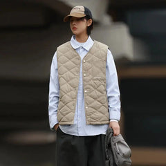 Cotton-layered Fashionable Vest Men with Autumn Winter Simple Casual Light Heated Inner Vest Cardigan Work Vest Top Aesthetic voguable