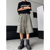 Voguable Leopard Print Design Personality Trendy Seven-point Pants 2024 Korean Original New Men Fashion Street Men's Shorts voguable