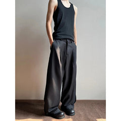 Grey Black Suit Pants Men Oversized Fashion Society Mens Dress Pants Korean Loose Wide Leg Pants Mens Office Formal Trousers voguable