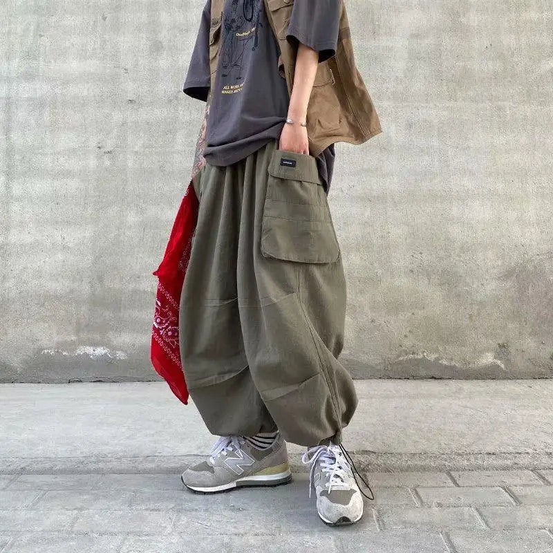 Voguable Harajuku Y2k Baggy Cargo Pants Joggers Streetwear Ankle-Length Casual Harem Long Trousers Men Wide Leg Oversize New voguable