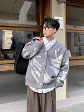 Men's Clothing V Neck Fleeced Black Knit Sweater Male Aesthetic Patchwork Cardigan Fashion 2024 Order Korean Autumn Old Baggy A voguable