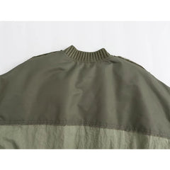 Autumn Patchwork Bomber Jacket Women Zip Oversize Jacket Woman Long Sleeve Cropped Jackets for Women Overcoat