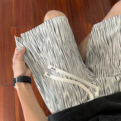 Lightweight Striped Casual Shorts Men Elastic Waistband Drawstring Summer NEW Beach Comfort Stretch Outdoor Sports Activewear voguable