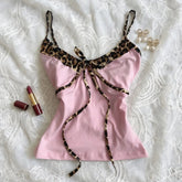 Voguable 2000s American Vintage Sexy Camis Y2k Harajuku Hot Girl Slim Leopard Patchwork Tank Summer Streetwear Beach Party Sleeveless Top voguable