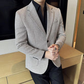 Voguable Men's Casual Checkered Suit Jacket High-quality Korean Luxury Business Slim Fit Blazer Wedding Groom Tailcoat Suit Size 4XL-M voguable