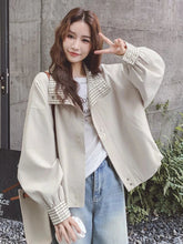 Korean Sweet Chic Jacket Women Loose Fall Long Sleeve Elegant Short Coat Fashion Plaid Patchwork Preppy Style Cute Outwear Tops voguable