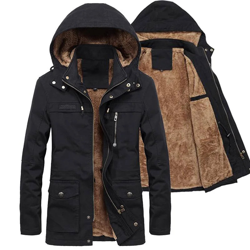 New Military Thick Warm Man Jacket Winter Parkas Casual Cotton Padded Jacket Male Multi-Pocket Fur Hoodies Men Coat Parka Hombre voguable