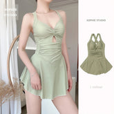 Voguable Women Hanging Neck Sweet Cute Swimwear Sexy One-piec Beach Wear Swim Suit Beach Women's Dress Swimsuit High Waist Bathing Suit voguable