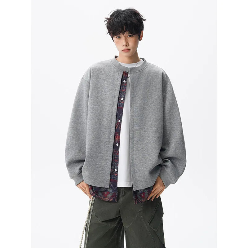 Jacket men Stand Up Collar Single Breasted Fake Two Piece Jacket Autumn Thin Ethnic Print Patchwork Mens Outerwear Coat men new voguable