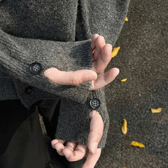 New American Style Men Cardigan Luxury Knitted Button-down Solid Color Long Sleeve Sweater Jacket Casual High Quality Knitwear voguable