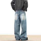 American Style Vintage Casual Wide-leg Mopping Jeans Men Loose Denim Trousers Neutral Jeans Streetwear Men Women Jeans Pants