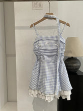 Voguable Summer Plaid Sweet Bow Slim Waist Spaghetti Strap Sleeveless All Match Ropa Mujer voguable