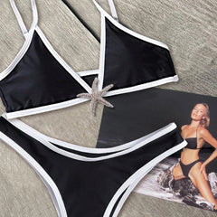 Shiny Star Bikinis Sexy Women Swimsuit Female Swimwear Bandeau Biquini Thong Triangle Swimming Suits Halter Bodysuit Beachwear voguable