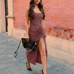 Voguable European and American - summer new fashionable sexy and elegant solid color low-cut suspenders backless folds s voguable