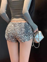 Voguable Shorts Low Waist Elastic Sequin Hip Hugging Jazz Hot Sexy Versatile European American Y2K High Street Spring Pants voguable