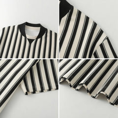 Tshirt Men Baseball Collar Loose Fit Breathable StripedCasual Comfortable Summer Tee Top Fashion Streetwear Apparel Clothing voguable