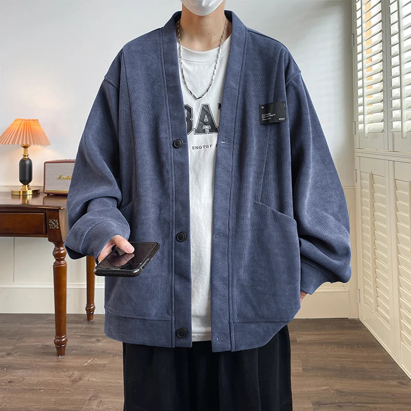 Voguable Streetwear Men‘s Sweater Japan Style Plus Size 7XL Man Sweatercoat Fashion Loose Tops Casual Single Breasted Clothes voguable