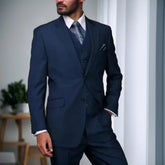 Voguable Navy Blue Business Men Suits Formal Wedding Dress Tuxedo Terno Masculino Slim Fit Groom Prom Party Blazer 3 PIece Costume Homme voguable