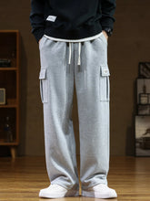 Spring Autumn Multi-Pockets Sweatpants Men Drawstring Waist Sportswear Casual Track Pants Plus Size Loose Straight Trousers 8XL voguable